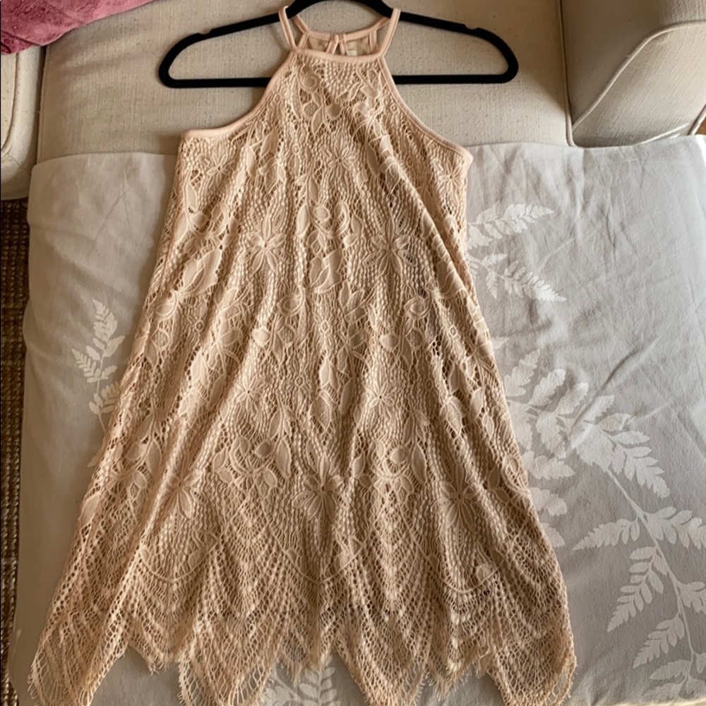 Cream lace mini dress